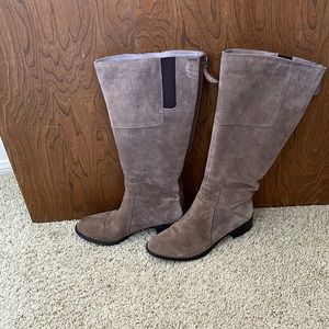 Franco Sarto Taupe Suede Wide Calf Boots, 8m